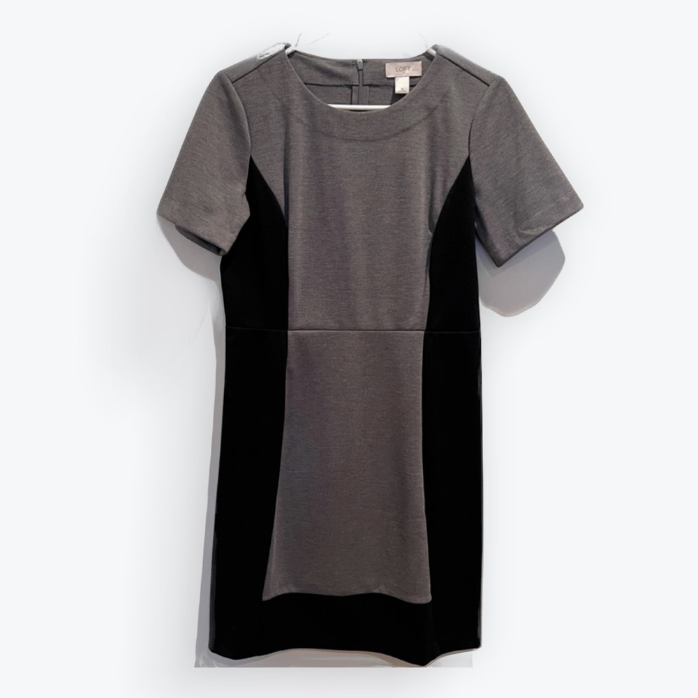 Loft Short Sleeve Jersey Dress Grey and Black. Size 6P